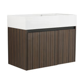 AISU 30 Inch Bathroom Cabinet With Sink, Soft Close Doors, For Small Bathroom, Silver-Brown Stripe